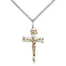 Two-tone gold filled and sterling silver medium nail crucifix necklace with 18 inch chain by Bliss