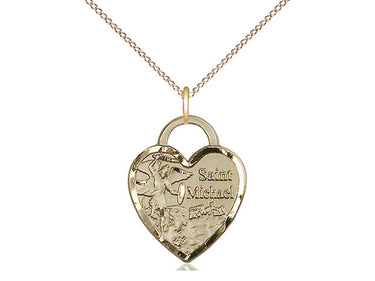 14kt Gold Filled St. Michael the Archangel Medium Patron Saint Medal Necklace 3/4 x 5/8 inch 18 inch Chain Bliss