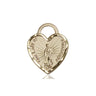 14kt solid gold Our Lady of Guadalupe heart medal pendant 3/4 x 5/8 handcrafted by Bliss Manufacturing USA