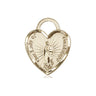 14kt solid gold Our Lady of Guadalupe heart medal pendant 3/4 x 5/8 handcrafted by Bliss USA
