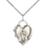 Sterling silver Our Lady of Guadalupe heart medal necklace 3/4 x 5/8 with 18 inch chain by Bliss USA