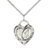 Sterling Silver Miraculous Heart Necklace 3/4 x 5/8 with 18 inch chain handcrafted by Bliss Manufacturing