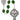 Green shamrock oval bead rosary laid flat showing full 24 inch length with silver oxidized center and crucifix