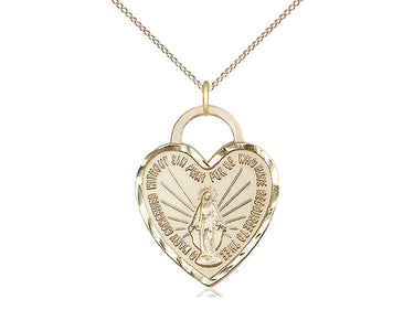 14kt gold filled Miraculous Heart medal necklace 1 x 3/4 inches on 18 inch chain by Bliss