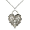 Sterling Silver Miraculous Heart Necklace 1 x 3/4 inches with 18 inch chain by Bliss Manufacturing