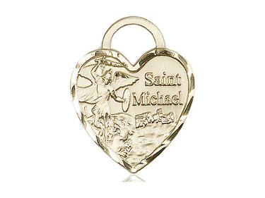 14kt solid gold St. Michael the Archangel medal pendant, 1 inch by 3/4 inch, handcrafted by Bliss Manufacturing