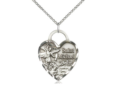 Sterling Silver St. Michael the Archangel Patron Saint Medal Necklace 1x3/4 inch on 18 inch Chain by Bliss