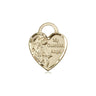 14kt Solid Gold Small Guardian Angel Heart Pendant 5/8 inch x 1/2 inch by Bliss USA