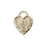 14kt solid gold small Our Lady of Guadalupe heart medal pendant 5/8 x 1/2 handcrafted by Bliss USA