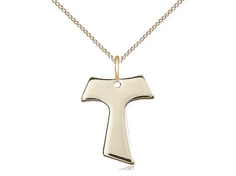 14kt Gold Filled Catholic Tau Cross Necklace 3/4 inch pendant with 18 inch chain by Bliss Manufacturing