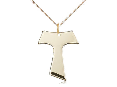 14kt Gold Filled Tau cross necklace 1 inch by 3/4 inch with 18 inch chain by Bliss Manufacturing
