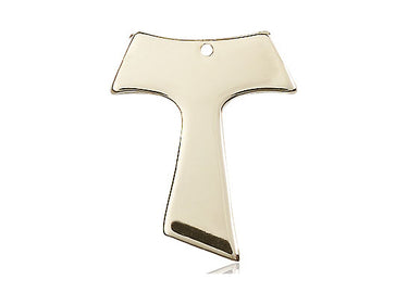 14kt solid gold Tau Cross pendant 1 inch by 3/4 inch handcrafted by Bliss Manufacturing USA
