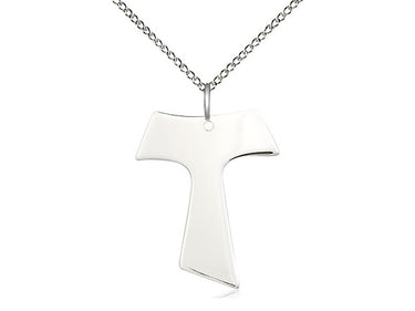 Sterling Silver Medium Tau Cross Pendant Necklace 1 inch by 3/4 inch on 18 inch chain by Bliss