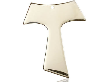 14kt solid gold large Tau Cross pendant 1.5 inch by 1.25 inch handcrafted by Bliss Manufacturing USA