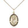 14kt gold filled St. Christopher patron saint medal necklace, medium 3/4 x 1/2 inch, 18 inch curb chain, Bliss Manufacturing USA