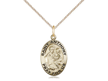 14kt Gold Filled St. Anthony of Padua Medal Necklace 3/4 x 1/2 inches 18 inch Curb Chain Bliss USA