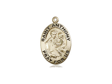 14kt Solid Gold St. Anthony of Padua Medium Medal Pendant 3/4 x 1/2 by Bliss USA