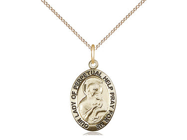 14kt Gold Filled Our Lady of Perpetual Help Medal Necklace 3/4 x 1/2 inches with 18 inch chain by Bliss