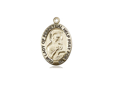 14kt Solid Gold Our Lady of Perpetual Help Medal Pendant 3/4 x 1/2 inches by Bliss Manufacturing