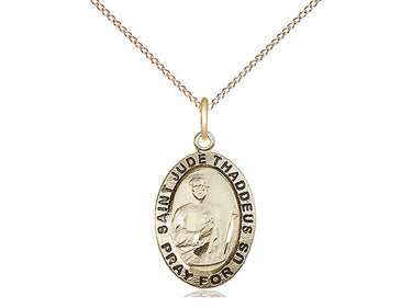 14kt Gold Filled St. Jude Patron Saint Medal Necklace 3/4 x 1/2 with 18 Inch Curb Chain by Bliss