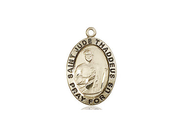 14kt Solid Gold St. Jude Patron Saint Medal Pendant 3/4 x 1/2 Handcrafted in USA by Bliss