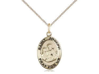 14kt Gold Filled St. Joseph Patron Saint Medal Necklace 3/4 x 1/2 with 18 Inch Curb Chain by Bliss