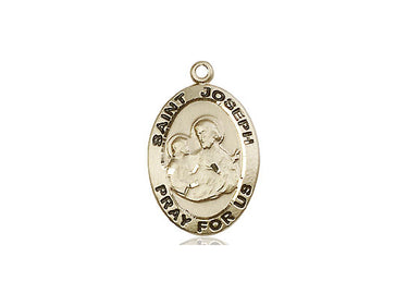 14kt Solid Gold St. Joseph Patron Saint Medal Pendant 3/4 x 1/2 Handcrafted in USA by Bliss