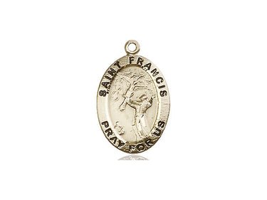 14kt solid gold St. Francis of Assisi patron saint medal pendant 3/4 inch x 1/2 inch by Bliss Manufacturing