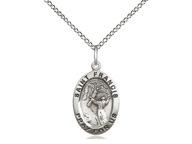 Sterling Silver St. Francis of Assisi Patron Saint Medal Necklace 3/4 inch with 18 inch Chain by Bliss