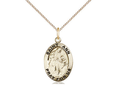 14kt Gold Filled St. Ann Medium Medal Necklace 3/4 x 1/2 on 18 inch Chain by Bliss USA