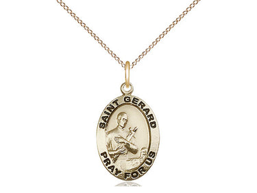 Gold Filled St. Gerard Majella Patron Saint Medal Necklace 3/4 x 1/2 inches on 18 inch curb chain by Bliss