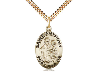 14kt Gold Filled St. Anthony of Padua Patron Saint Medal Necklace 1 x 5/8 inch with 24 inch chain by Bliss