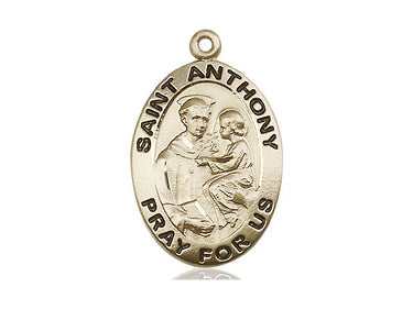 14kt Solid Gold St. Anthony of Padua Medal Pendant 1 x 5/8 inches Handcrafted USA Bliss Manufacturing