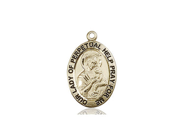 14kt solid gold Our Lady of Perpetual Help medal pendant 1 inch by 5/8 inch handmade by Bliss