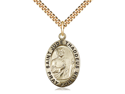 14kt Gold Filled St. Jude Patron Saint Medal Necklace 1 x 5/8 inches on 24 inch chain by Bliss