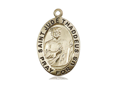 14kt Solid Gold St. Jude Patron Saint Medal Pendant 1 x 5/8 inches by Bliss Manufacturing