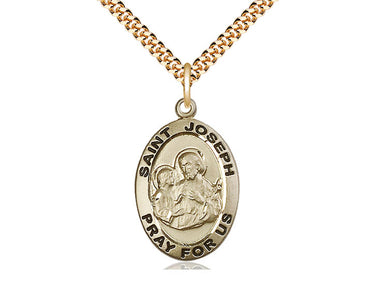 14kt Gold Filled St. Joseph Patron Saint Medal Necklace 1 x 5/8 inches on 24 inch chain by Bliss