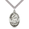 Sterling Silver St. Joseph Patron Saint Medal Necklace 1 inch x 5/8 inch pendant 24 inch chain Bliss