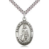 Sterling silver St. Peregrine patron saint medal necklace, 1 inch by 5/8 inch pendant on 24 inch curb chain, Bliss