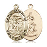 14kt Solid Gold St. Michael the Archangel Catholic medal pendant, 1 x 5/8 inch, handcrafted by Bliss Manufacturing USA
