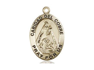 14kt Solid Gold Caridad del Cobre Medal Pendant 1 x 5/8 inch by Bliss Manufacturing