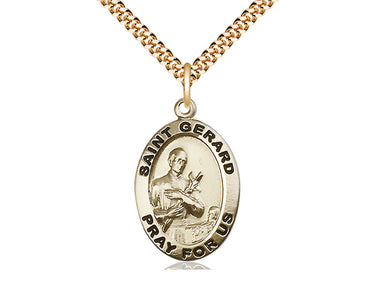 14kt Gold Filled St. Gerard Majella patron saint medal necklace 1 inch by 5/8 inch on 24 inch chain by Bliss