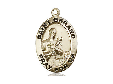 14kt Solid Gold St. Gerard Patron Saint Medal Pendant 1 x 5/8 Handcrafted by Bliss Manufacturing
