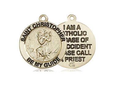 14kt Solid Gold St. Christopher patron saint medal pendant, 3/4 inch square, handmade by Bliss USA