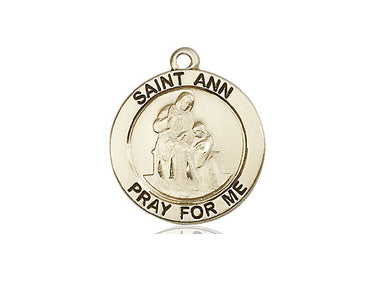 14kt Solid Gold St. Ann Patron Saint Medal Pendant 3/4 x 3/4 inches handcrafted by Bliss