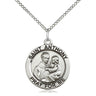 Sterling silver St. Anthony of Padua patron saint medal necklace with 18 inch curb chain, handcrafted in USA by Bliss Manufacturing