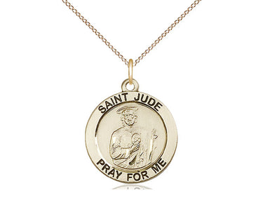 14kt Gold Filled St. Jude Patron Saint Medal Necklace 3/4 inch pendant 18 inch chain Bliss