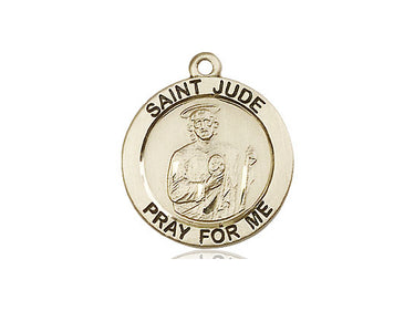 14kt solid gold St. Jude patron saint medal pendant 3/4 inch square handcrafted by Bliss Manufacturing USA