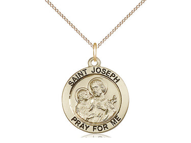 Gold Filled St. Joseph Patron Saint Medal Necklace 3/4 inch pendant 18 inch chain Bliss USA