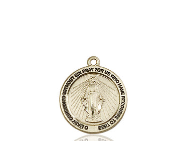 14kt Solid Gold Miraculous Medal Pendant 3/4 inch handcrafted by Bliss Manufacturing